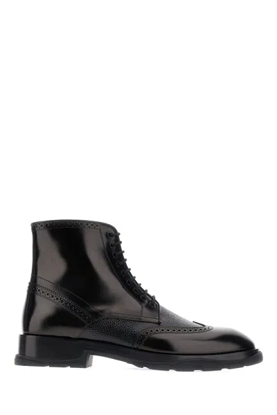Alexander Mcqueen Leather Ankle Boot In Black