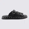 Alexander Mcqueen Leather Punk Slides For Ed In Black