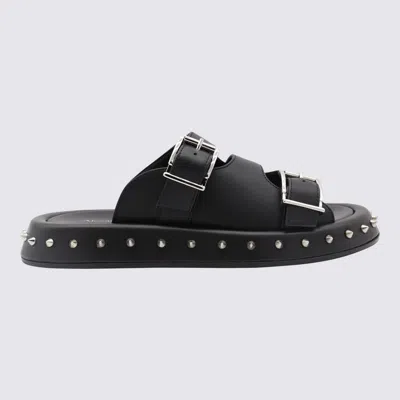 ALEXANDER MCQUEEN BLACK LEATHER SANDALS