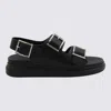 Alexander Mcqueen Black Slide Sandals With Embossed Logo In Leather Man