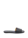 Alexander Mcqueen Open-toe Black Sandals With Metallic Accent In Black