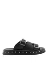 Alexander Mcqueen Leather Punk Slides For Ed In Negro