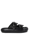 Alexander Mcqueen Double-strap Sandals In Leather In Black
