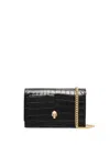 Alexander Mcqueen Mini Mock-croc Crossbody Bag With Small Skull In Black