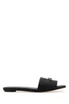 Alexander Mcqueen T-bar Leather Flat Sandals In Blacksilver