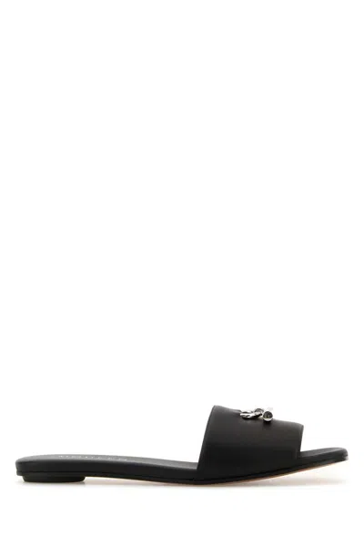 ALEXANDER MCQUEEN BLACK LEATHER SLIPPERS