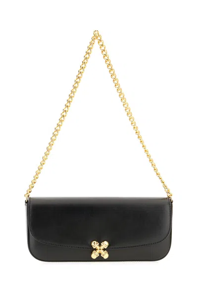 Alexander Mcqueen Black Leather Small Skull Flower Crossbody Bag In Multi