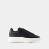 Alexander Mcqueen Women's Leather Sneakers With Leather Heel In Black