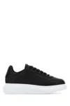 Alexander Mcqueen Women Black Leather Sneakers With Black Leather Heel