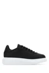 Alexander Mcqueen Women Black Leather Sneakers With Black Leather Heel In Black