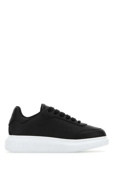 ALEXANDER MCQUEEN BLACK LEATHER SNEAKERS WITH BLACK LEATHER HEEL