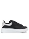 Alexander Mcqueen Black Leather Sneakers With Branded Heel Counter In Black