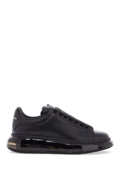 Alexander Mcqueen Black Leather Sneakers With Rubber Sole