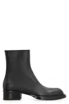Alexander Mcqueen Black Leather Stack Ankle Boots In Animal Print