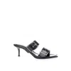 Alexander Mcqueen Black Leather Stiletto Heel Women's Sandals In Black