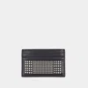 Alexander Mcqueen Black Card-holder With Silver-finished Studs In Leather Man