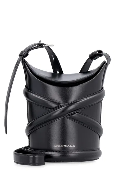 Alexander Mcqueen Black Leather The Curve Bucket Bag