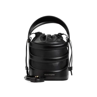 Alexander Mcqueen Black Leather The Rise Bucket Bag
