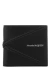 Alexander Mcqueen Man Black Leather Wallet In Black