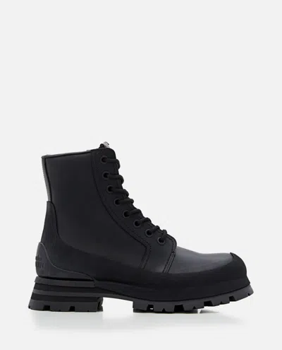 ALEXANDER MCQUEEN BLACK LEATHER WANDER ANKLE BOOTS