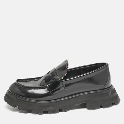 Pre-owned Alexander Mcqueen Black Leather Wander Loafers Size 40