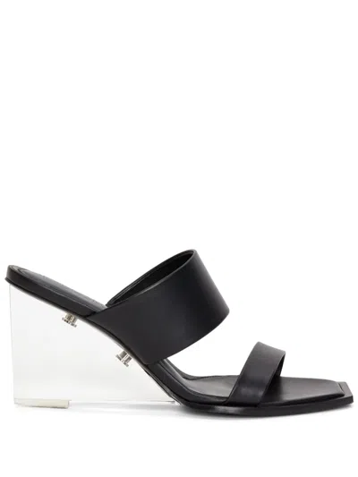 ALEXANDER MCQUEEN BLACK LEATHER WEDGE HEELS