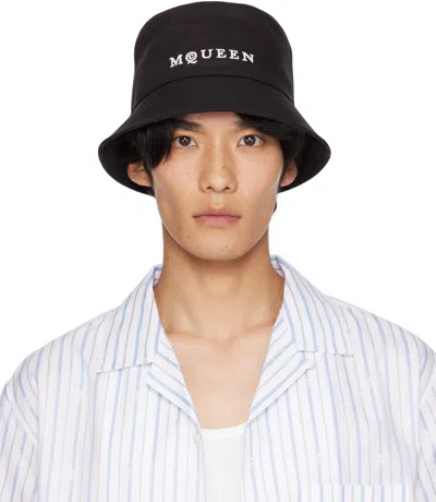 Alexander Mcqueen Black Logo Bucket Hat