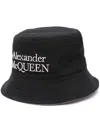 Alexander Mcqueen Black And White Reversible Bucket Hat With Logo Embroidery In Polyamide Man In Black