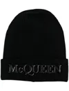Alexander Mcqueen Wool And Cashmere Hat With Logo In Black