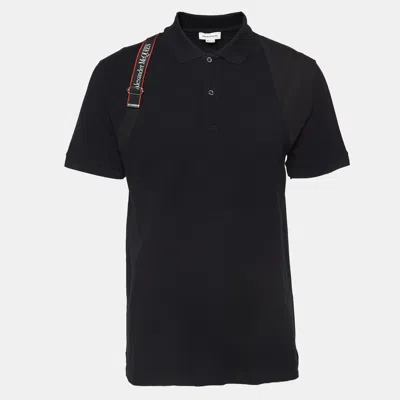 Pre-owned Alexander Mcqueen Black Logo Harness Cotton Pique Polo T-shirt Xl
