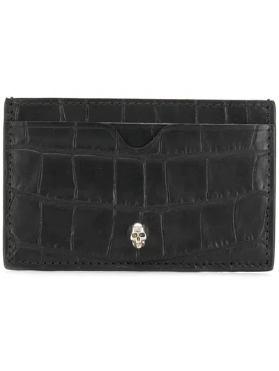 Alexander Mcqueen Black Logo Leather Credit Card Case