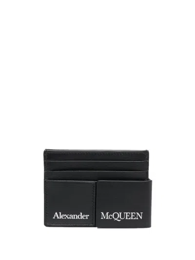 Alexander Mcqueen Black Logo Leather Credit Card Case