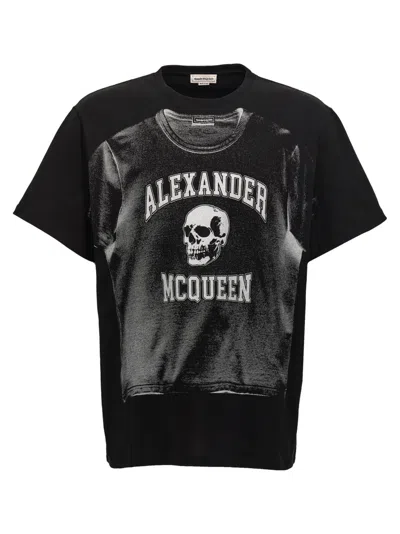 ALEXANDER MCQUEEN BLACK LOGO PRINT T-SHIRT