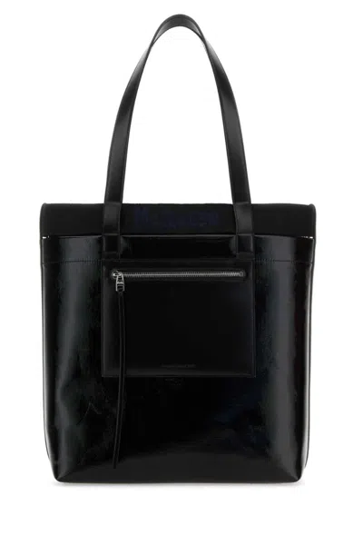 ALEXANDER MCQUEEN BLACK LOGO SHOPPING BAG