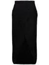 Alexander Mcqueen Black Long Sartorial Skirt With Front Split In Wool Woman In Black
