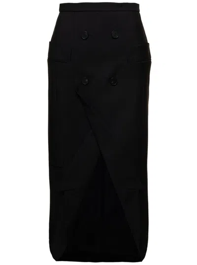 ALEXANDER MCQUEEN BLACK LONG SARTORIAL SKIRT