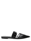 Alexander Mcqueen Black Mesh And Leather Punk Slippers In Multi
