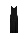 Alexander Mcqueen Draped Backless Midi Dress With Front Slit In Black