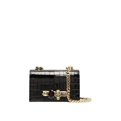 Alexander Mcqueen Black Mini Jewelled Satchel Bag