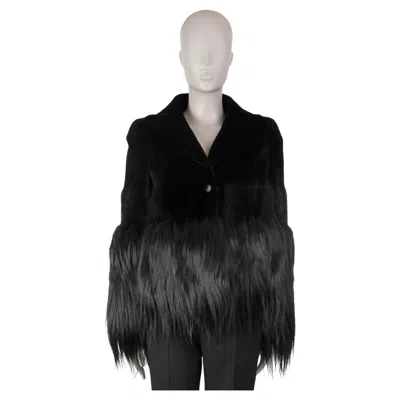Pre-owned Alexander Mcqueen Black Mink Fox Shearling Fur Jacket 40 S