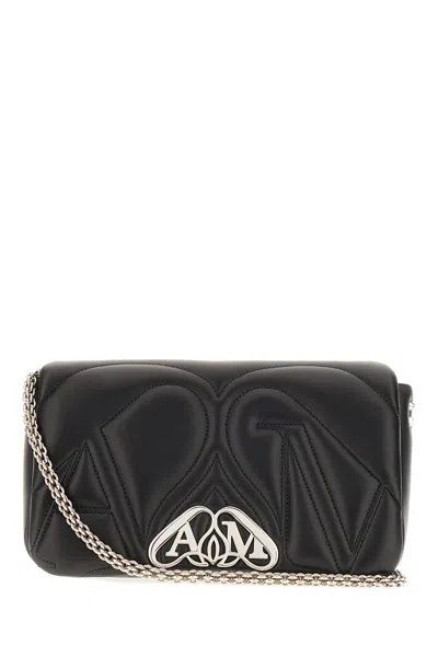 Alexander Mcqueen Black Nappa Leather Seal Small Crossbody Bag