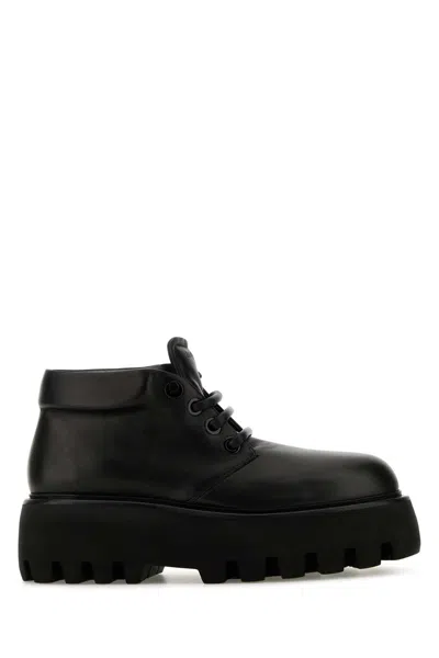 Alexander Mcqueen Black Nappa Leather Sofa Lace-up Shoes In Nero