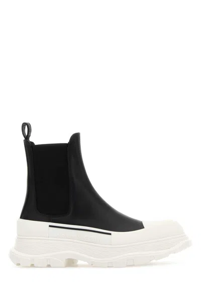 Alexander Mcqueen Black Nappa Leather Tread Slick Ankle Boots In Multi