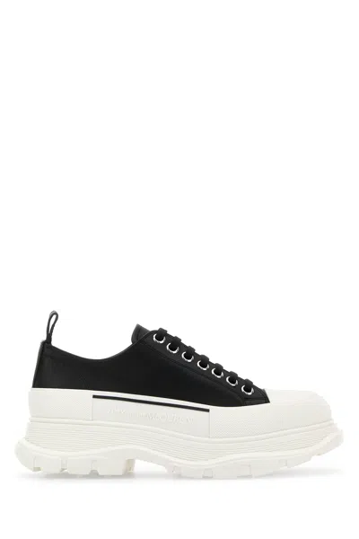 Alexander Mcqueen Black Nappa Leather Tread Slick Sneakers In White