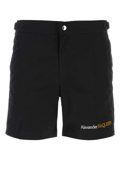 Alexander Mcqueen Black Nylon Swimming Shorts