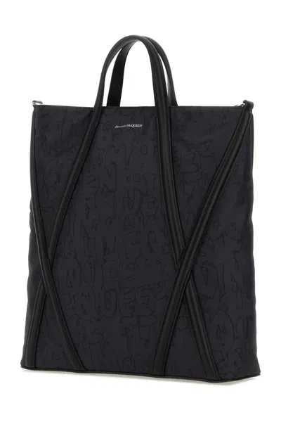 Alexander Mcqueen Black Nylon The Harness Shopping Bag