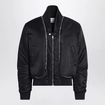 Alexander Mcqueen Black Nylon Zip Bomber In Multi