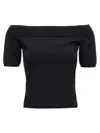 Alexander Mcqueen Amq Knt Swtr Ss Off Shldr  Strtch Visc K In Black