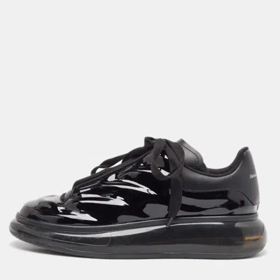 Pre-owned Alexander Mcqueen Black Patent And Leather Oversized Sneakers Size 43
