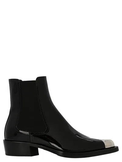 Alexander Mcqueen Black Patent Ankle Boots